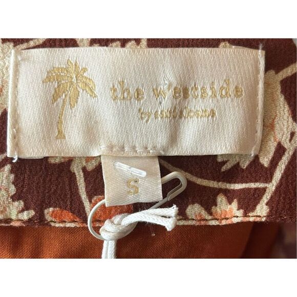 The Westside Zuri Draped Ruffle Miniskirt in Brown Print NWT Size Large - Picture 3 of 5